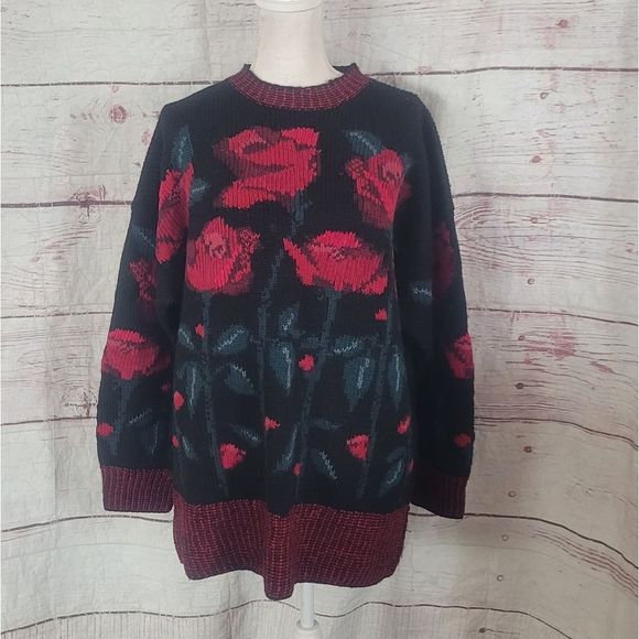Laura Ashley Sweaters - Vintage Laura Ashley Rose Sweater Size XL